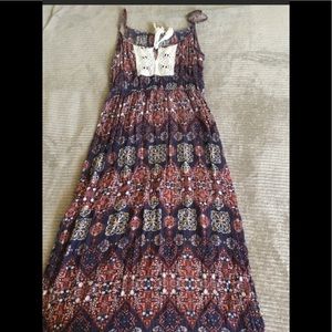 Spaghetti strap multi print dress